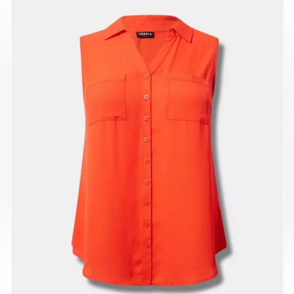 Torrid - Madison Georgette Button-Up Sleeveless Shirt - Picture 10 of 11